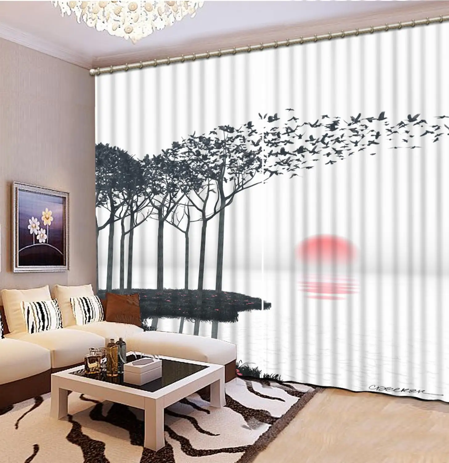 custom photo curtains 3d window for living room Bedroom hotel 3D curtain home Abstract tree print | Дом и сад