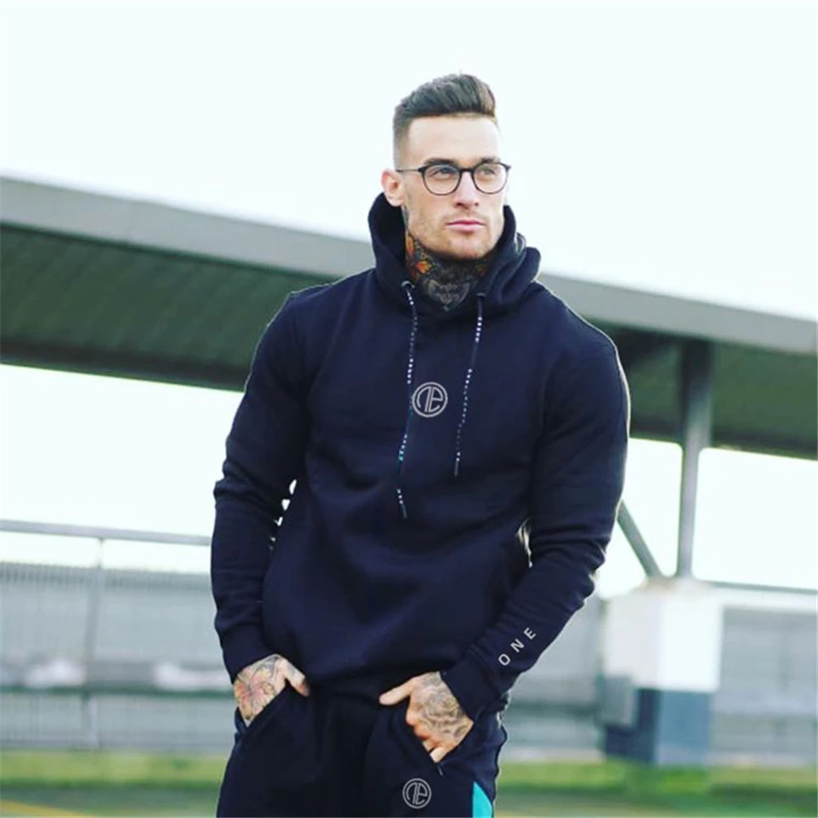 

2021 Spring Men Hooded Sweatshirts Letter Cotton Gyms Fitness Hooded Jacket Men's long Sleeves Sportswear Brand Hoodies