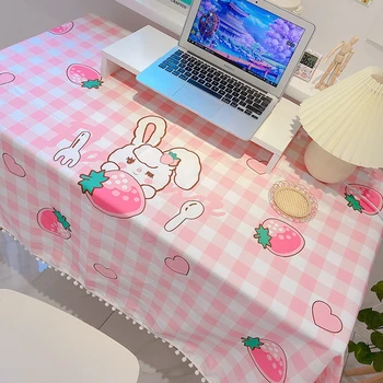 Rectangular mantel princesa con bola patrón de dibujos animados de comedor Kawaii Rosa mesa cubierta de tela regalo de cumpleaños fiesta decoraciones 1