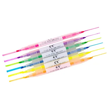 

6 Suits Highlighter Double-headed Color Oblique Headline Marker Pen Student Marker Pen Color Office Marker Pen School Supplies