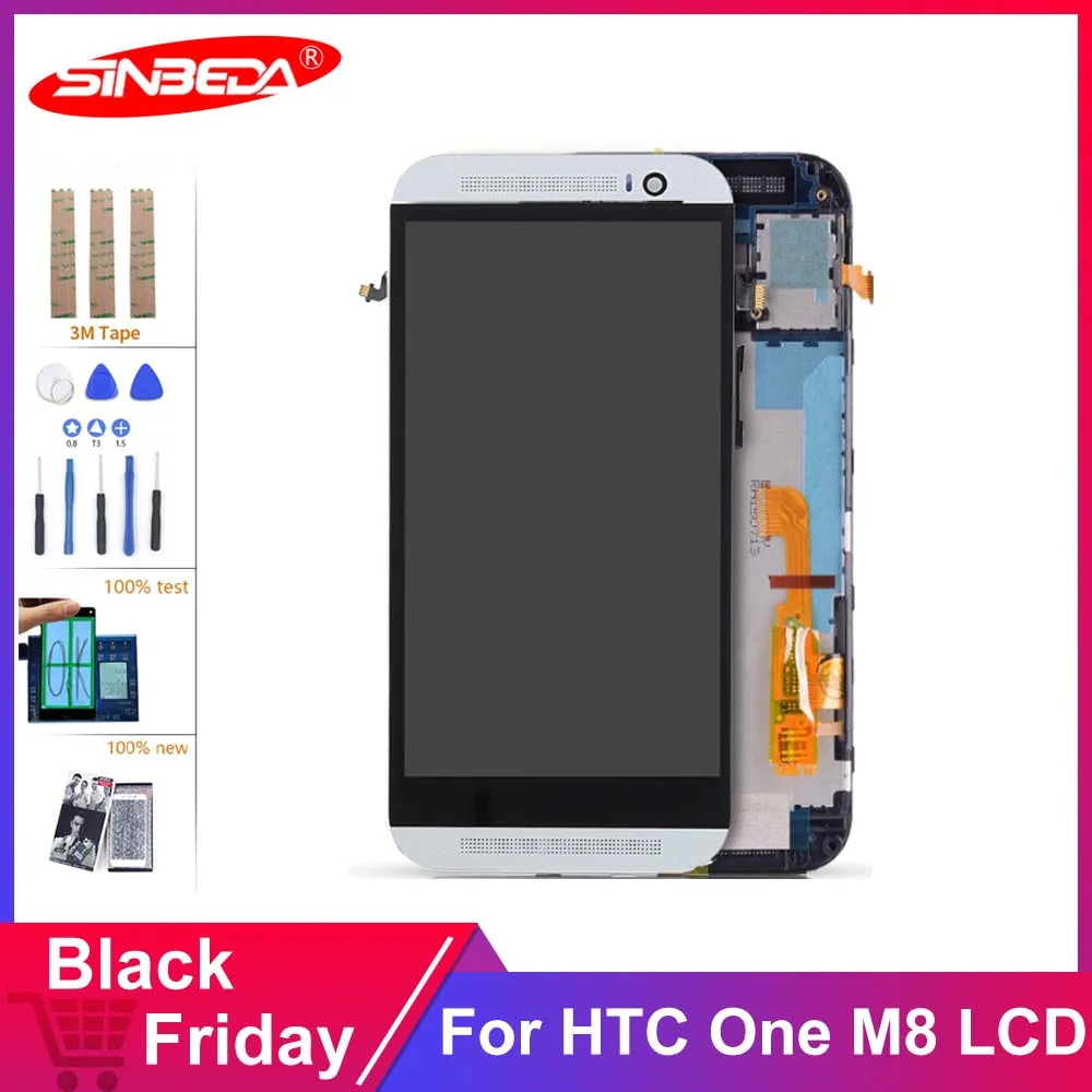 ЖК дисплей Sinbeda 5 0 дюйма для HTC One M8 сенсорный дигитайзер сенсорное стекло с рамкой