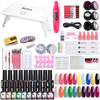 

UR SUGAR Nail Sets For Manicures Nail Art Gel Nail Polish Kit UV LED 24W Lamp Manicures Soak off Base Top Coat Gel Set