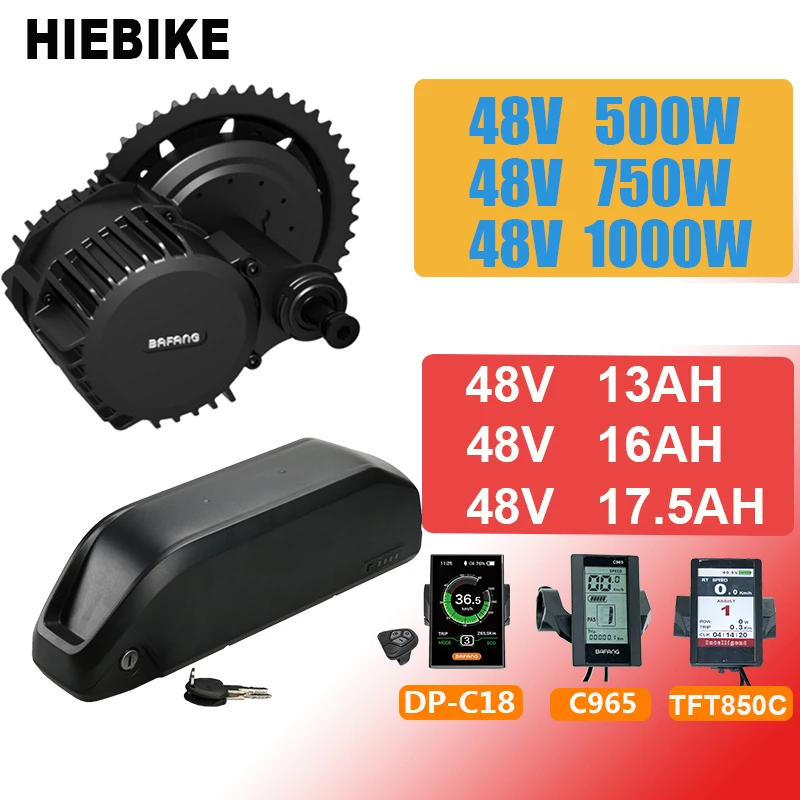 Комплект для электровелосипеда Bafang 48 в 500/750/1000 Вт BBS02 BBSHD с аккумулятором В 13/16/17 Ач