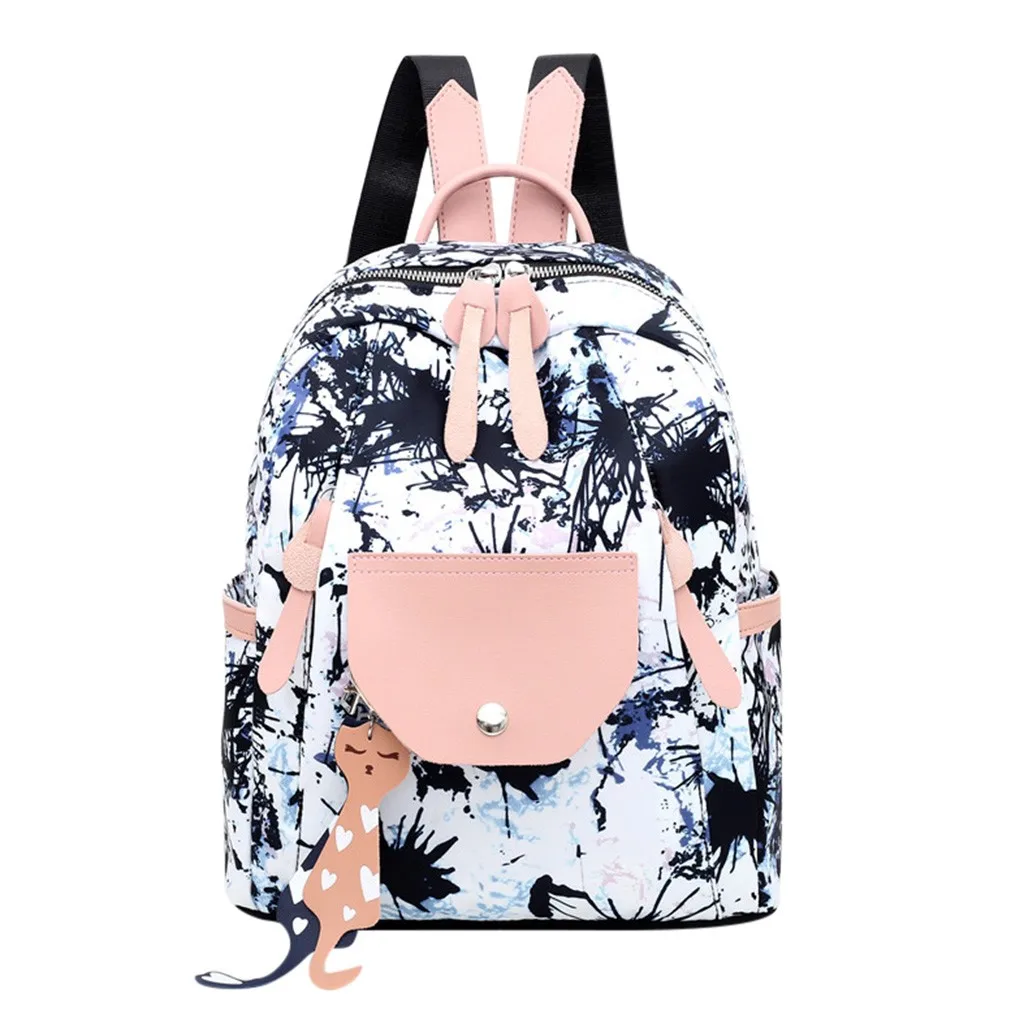 Модный женский рюкзак с бахромой в виде кошачьих листьев; школьная сумка с принтом граффити; рюкзак на молнии; женские сумки; Mochila Feminina