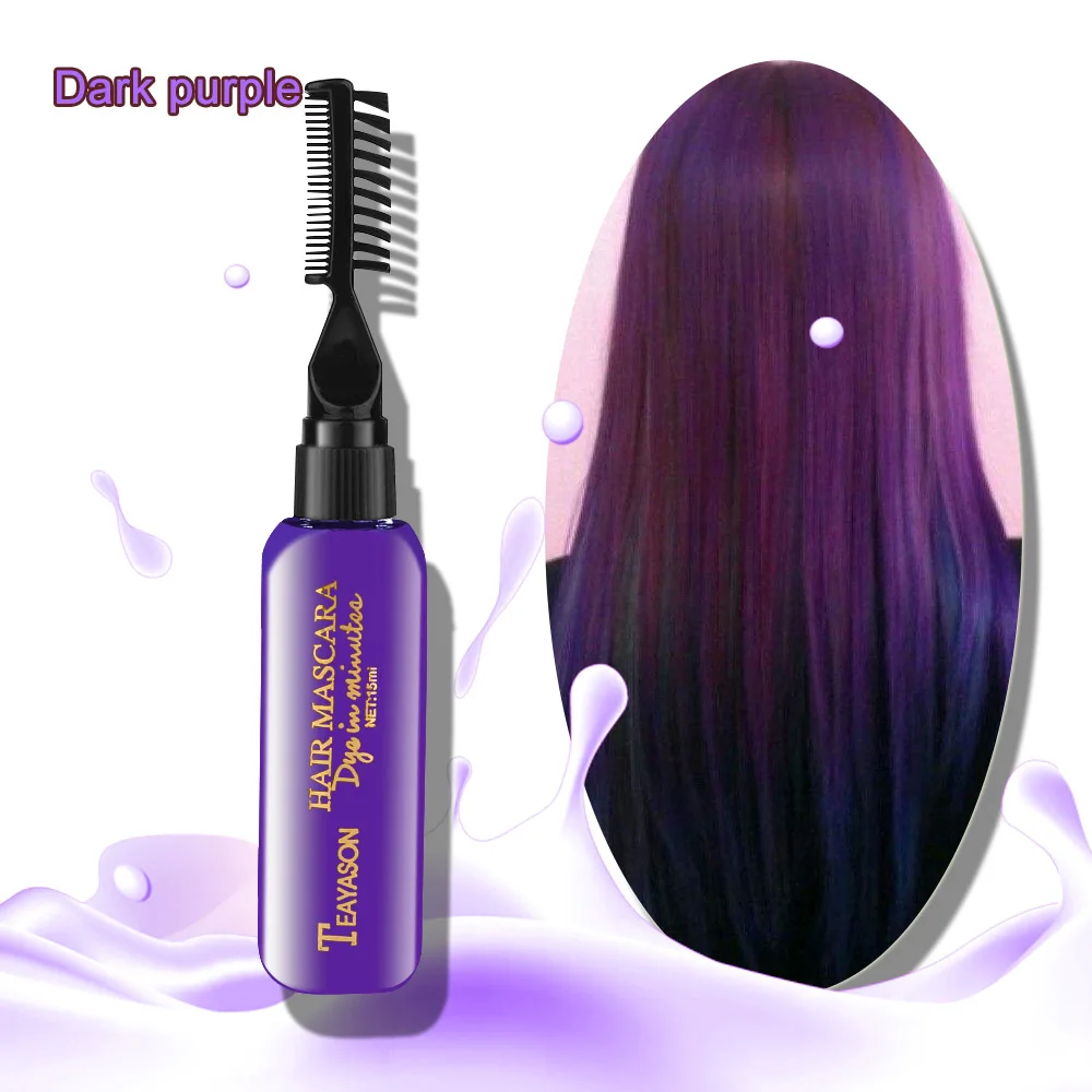 dark purple Временная Краска для волос, крем, черный, коричневый, долговечный, быстрый, мягкий, одноразовый цвет для волос, ручка для белых волос, покрытие для волос, сделай сам, Стайлинг, макияж - Цвет: dark purple
