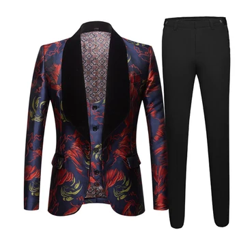 

2020 Classic Jacquard Men's Velvet Collar Suit Suit Gentleman Atmosphere Banquet Dating Host Show Attendance Event