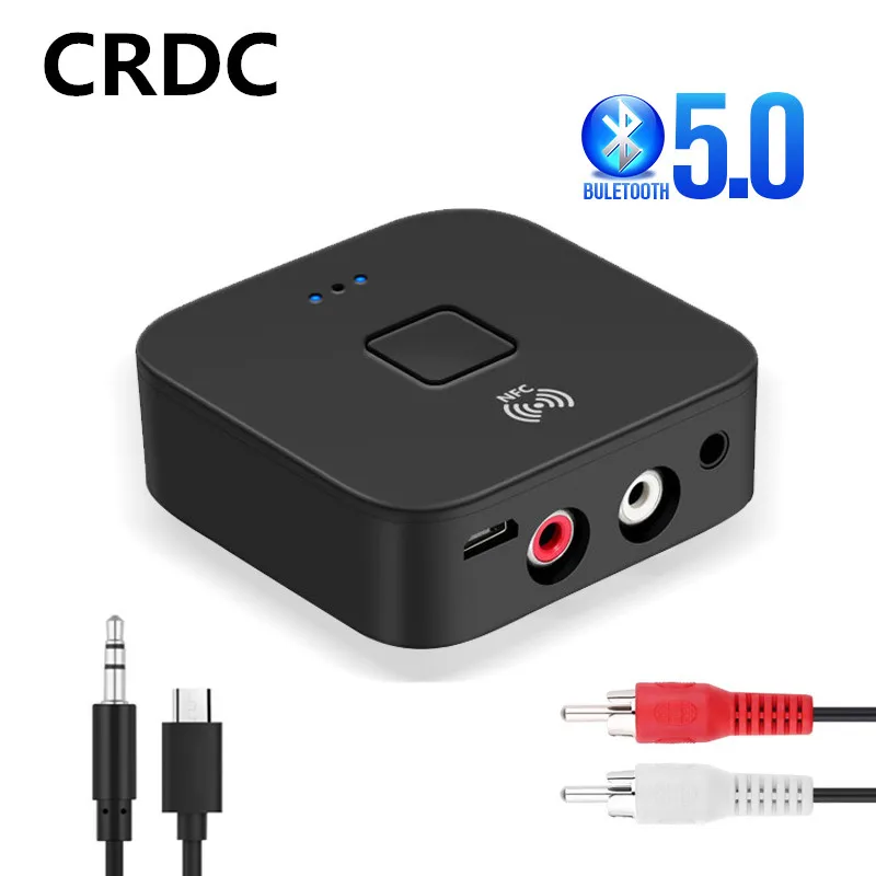 

CRDC Bluetooth 5.0 Receiver NFC 3.5mm AUX 2RCA Jack Hifi& Stereo Bluetooth Car Wireless Adapter Music 3.5 Audio Receiver Auto ON