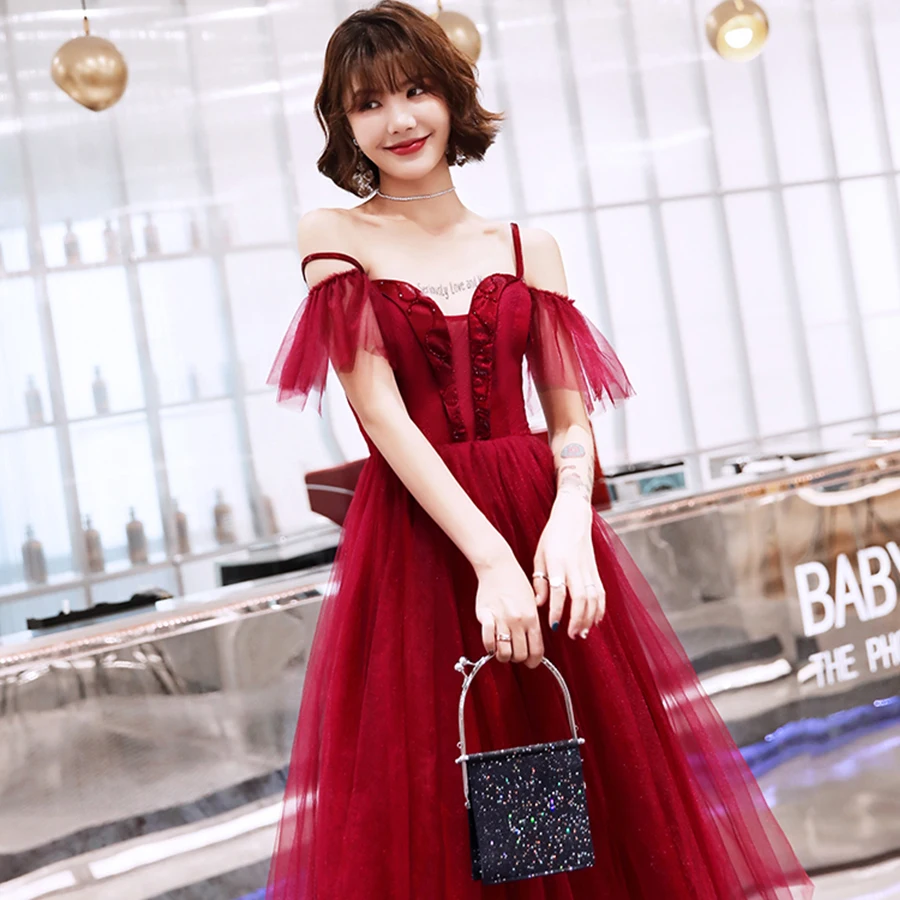 Это Yiiya выпускное платье цвета Бургунди милое платье на бретельках vestidos de gala элегантного размера плюс длина чай женское торжественное платье E1282