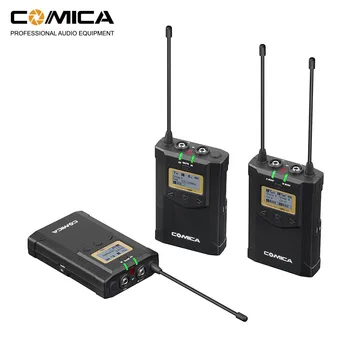 

CoMica CVM-WM100 PLUS UHF 48-Channel Wireless Dual Lavalier Microphone System Real-time Monitoring M/S Switch LCF Muting Mode