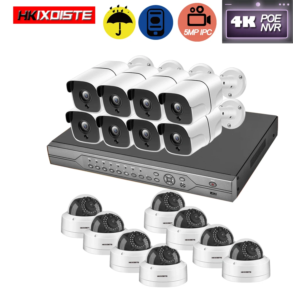H.265 16CH 5MP POE NVR CCTV система открытый IP67 всепогодный ip-камеры с питанием по poe видео
