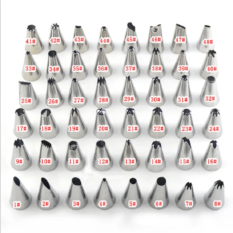 

48Pcs/set Good Quality Stainless Steel Piping Nozzles Pastry Cream Pipette Cake Baking Tools Cookie Cake Pastry DIY tool