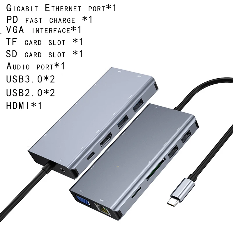 Type-c HDMI USB VAG HD аудио порт хаб гигабитный сетевой порт SD TF слот для карт PD Быстрая зарядка хаб телефон компьютер планшеты для хаба