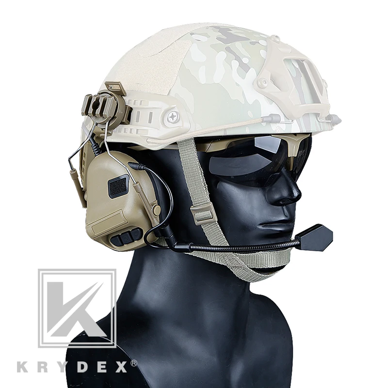 KRYDEX тактическая гарнитура w/Rail адаптер микрофон Peltor Comtac шумоподавление звук подобрать наушники для быстрого MICH Шлем