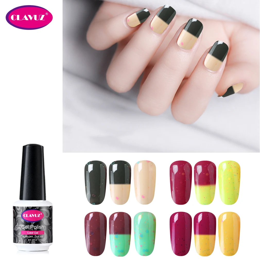 

CLAVUZ Cheese Chameleon Temperature Change Color Gel Polish Soak Off Gel Nail Lacquer Varnish 8ML
