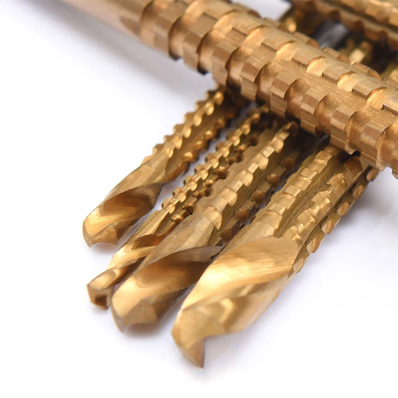  HSS Drill Bits 6pcs Titanium Coated Cutting Slot 3mm 4mm 5mm 6mm 6.5mm 8mm Woodworking Drill Bit for Metal Plastic Sawtooth Bit