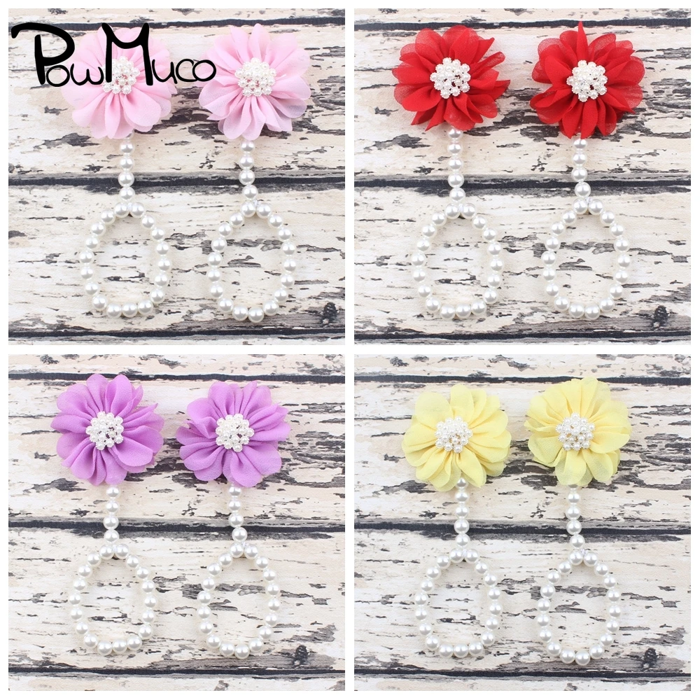 

Powmuco бутик цветок жемчужный шифоновый Детские Босиком Сандалии сплошной Цвет ручной работы с цветочным узором и изображением украшения для ног Подставки для фотографий