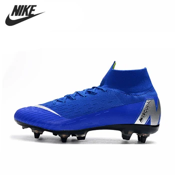 

NIKE Mercurial Superfly VI Elite SG AC Football Shoes Mercurial Vapor VII Flyknit Bule Silver Sneakers Men Soccer Cleats Boots