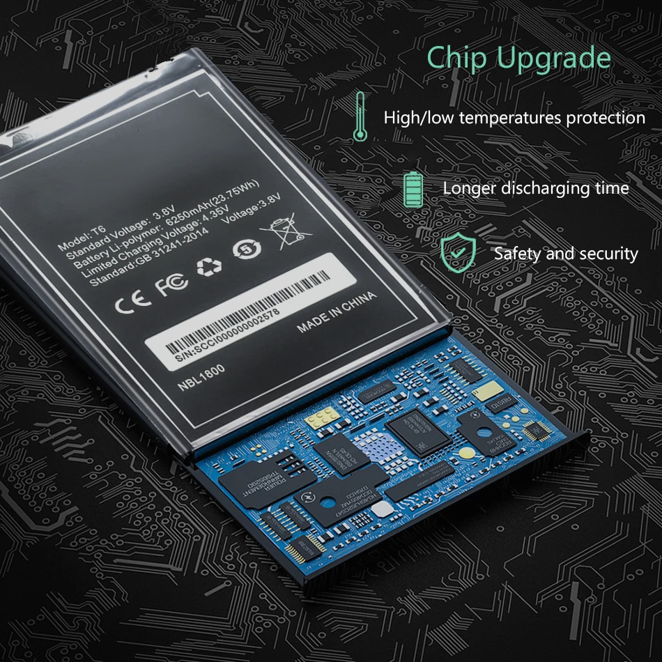 Запасная батарея для мобильного телефона Для DOOGEE T6 PRO/HOMTOM HT6 6250 мА-ч