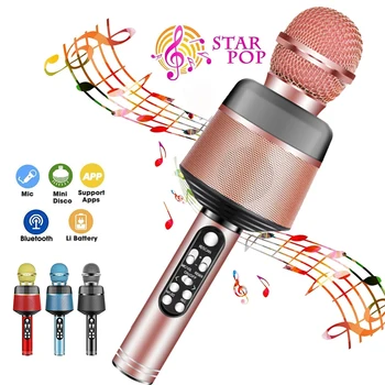 

Bluetooth MIC Microphone Wireless Handheld Karaoke USB KTV Player Speaker Handheld Microphone Player Singing Recorder Home Mic