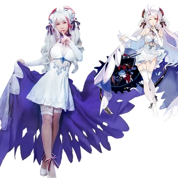 

Game Azur Lane Prinz Eugen Cosplay Costume Women Sexy White Wedding Dress Flower Marry Synthetic Wigs Hair Girls Halloween Party