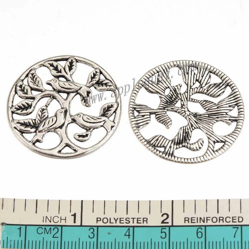 Cords Bracelets Connectors Pendants Charms Round Bird Life Tree Hollow Flat Silver DIY Handmade Jewelery Components 33mm 10pcs | Украшения