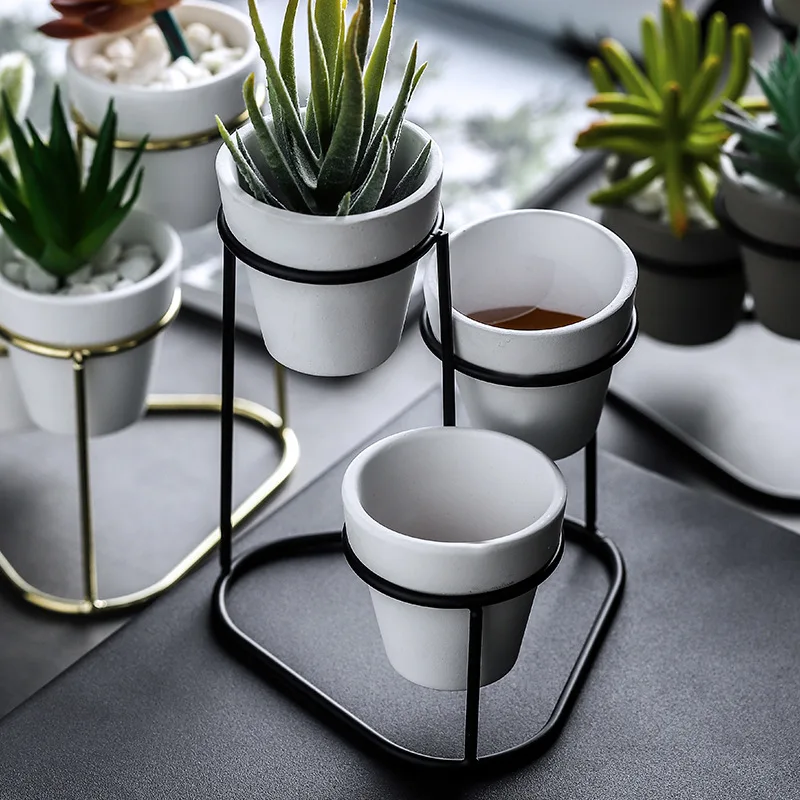 В скандинавском стиле железные керамические художественные вазы простая настольная ваза рамка керамическая кофейная домашняя комната сад цветочный горшок украшение