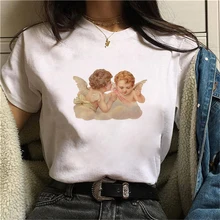 Cheap 90s Graphic Rock Top Tees Female Angel child T Shirt Women Harajuku Vintage T-shirt Fashion Queen Tshirt