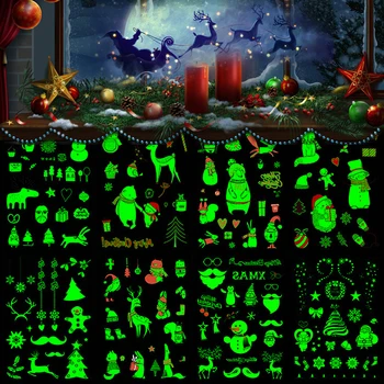 

Shiny Luminous Tattoos Stickers Glow Christmas Decor Kid Ornaments Ghost Santa Claus Glowing Magic Holiday party Cute Sticker