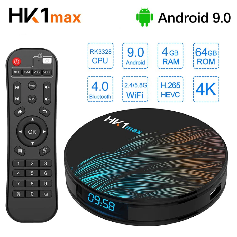 

HK1 MAX Mini Android 9.0 Smart TV Box RK3328 Quad-Core 2.4G/5G Wifi BT4.0 Media Player 4G RAM 32G/64G Set Top Box PK HK1 PLUS
