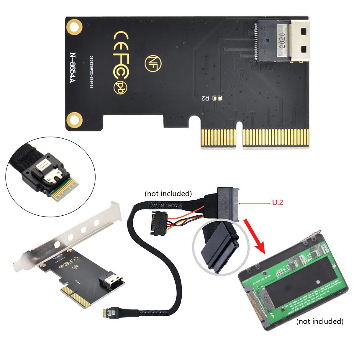 Комплект U.2 U2 рандомный адаптер SSD PCI-E 4X к SFF-8639 Slimline SAS NVME PCIe для материнской платы
