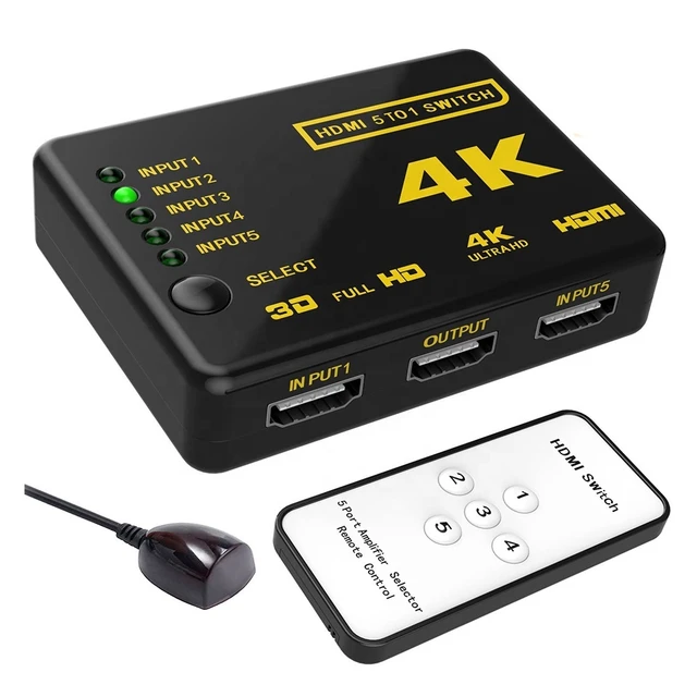 4K Commutateur HDMI HUB 1080p Switch Splitter 3D 5 Ports Full HD