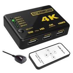 MINI répartiteur HDMI 3D Compatible HDMI 4K, avec télécommande, 5x1, boîtier Hub à 5 ports, commutateur automatique, sortie 5 en 1, commutateur HD MI 