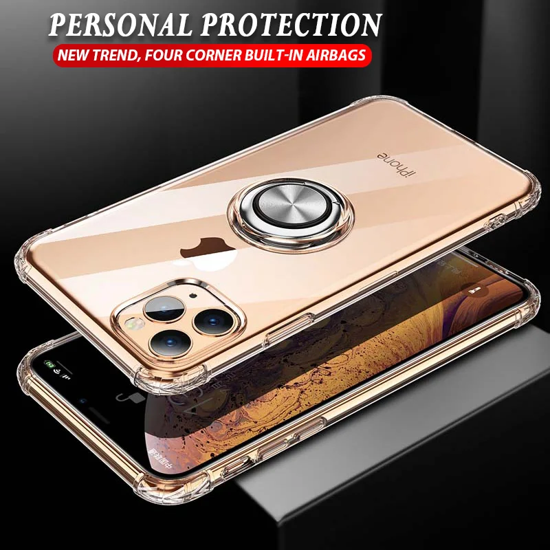 XSDTS Прозрачный 3D противоударный чехол для iPhone 11 Pro XS Max X XR 8 7 6 6S Plus держатель с магнитным креплением автомобильная подставка для стенда чехол Капа