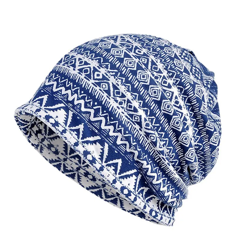 Новинка, женские шапочки Skullies, женская мода, высокое качество, в стиле хип-хоп, Цветочный, зимняя шапка, шарф, для взрослых, полиэстер, Осенняя шапка, головной убор - Цвет: Синий