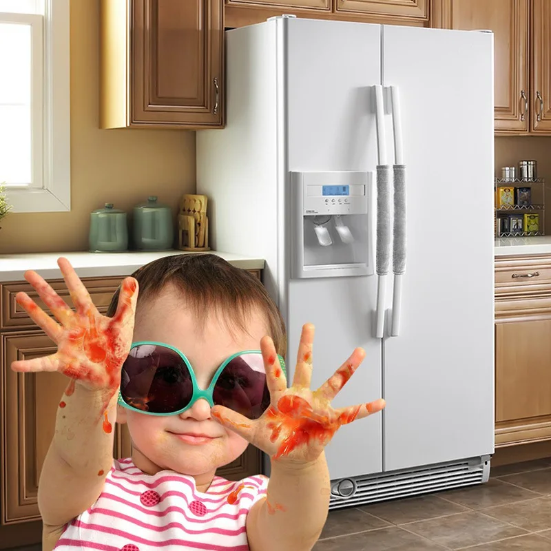 Refrigerator Door Handle Cover Decor Handles Antiskid Keep Off Fingerprints Fridge Oven Protector Gloves Kitchen Appliances 2pcs