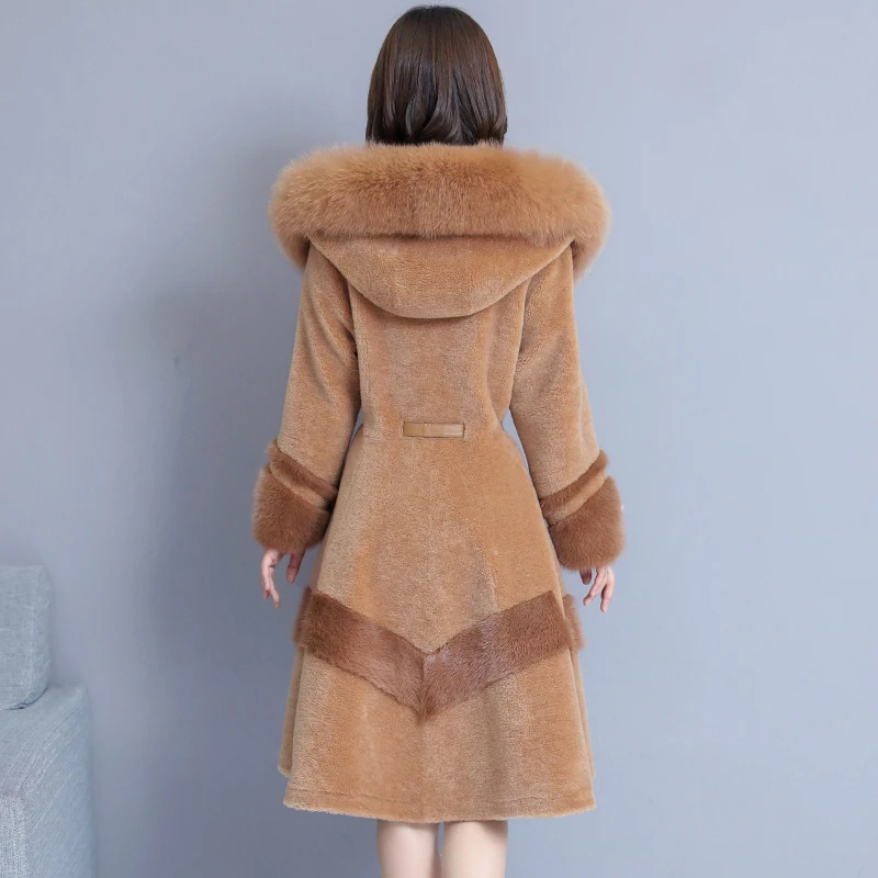 Winter Women Wool Luxury Jackets Fur Collar Outerwear Thick Warm Faux Fur Overcoat Vintage Tassel Elegant Ladies Coat YL476