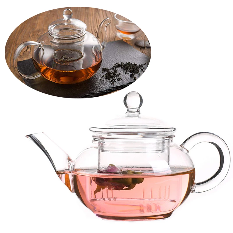 cocina de inducci/ón y estufa de Oneisall 550 ml maceta de t/é y caf/é Tetera de vidrio transparente de borosilicato resistente al calor con infusor de acero inoxidable