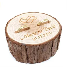 Деревенская свадьба, дерево кольцо коробка обручальное кольцо на заказ коробка кольцо держатель кольца Свадебная деревянная плашка коробочка для обручальных колец