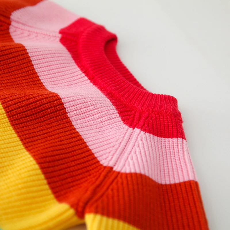 Детский джемпер и свитера для мальчиков и девочек вязаные свитера радужного цвета с длинными рукавами Новинка года, модный осенний свитер для детей