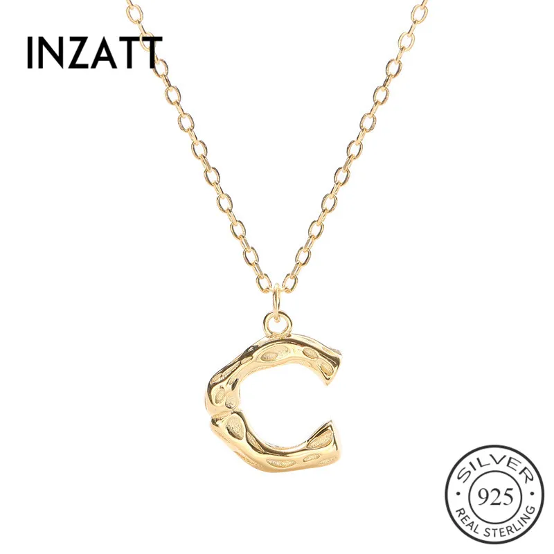 Чокер INZATT из настоящего стерлингового серебра 925 пробы с буквой C женское модное