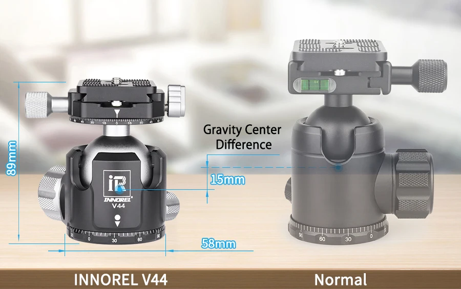 V52 / V44 / V36 Tripod Low Gravity Center Dual Panoramic Ball Head for Digital S