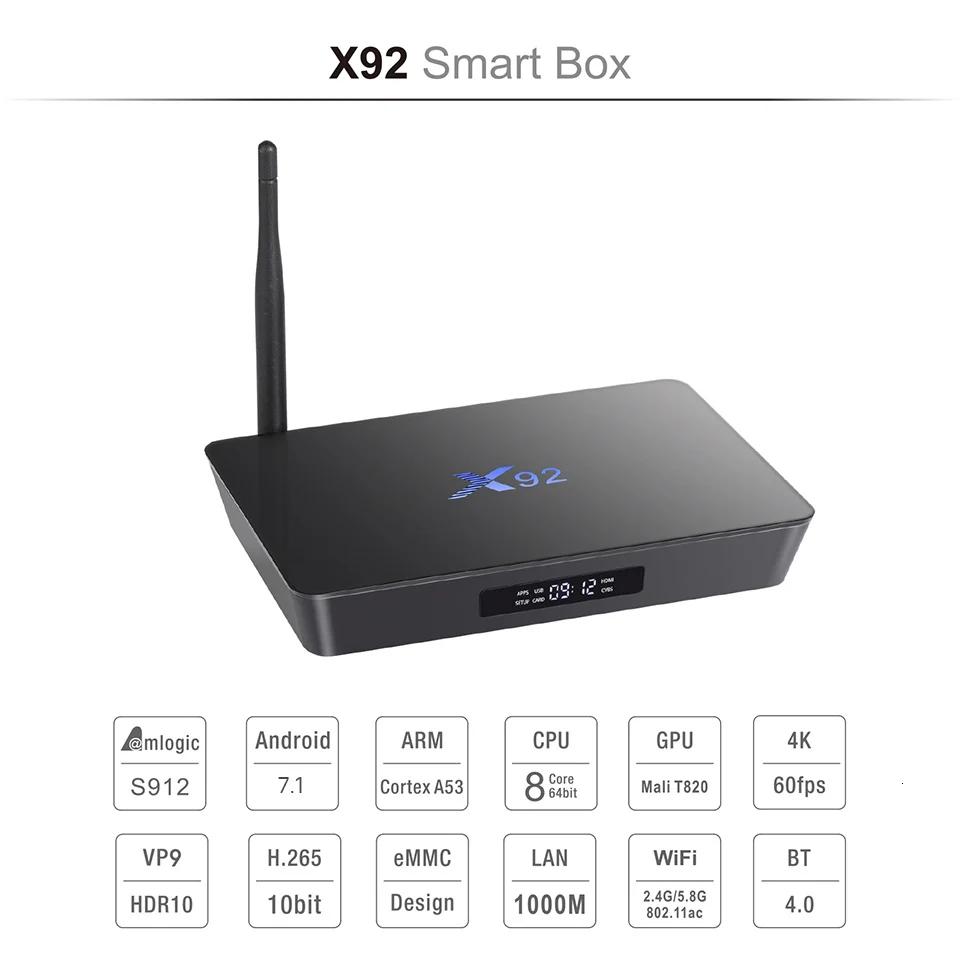 X92 Android 7,1 tv box 2G/16G 3g/32G поддержка 4K 2,4G 5G Wifi 1000M Amlogic S912 Mali-T820MP3 Smart tv Box медиаплеер для ТВ