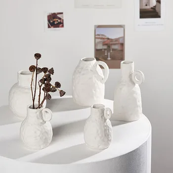 

Nordic Ins Ceramics Vase Home Decoration Ornaments White Vegetarian Ceramic Flower Pot Art Vases Home Decorations Crafts Gifts
