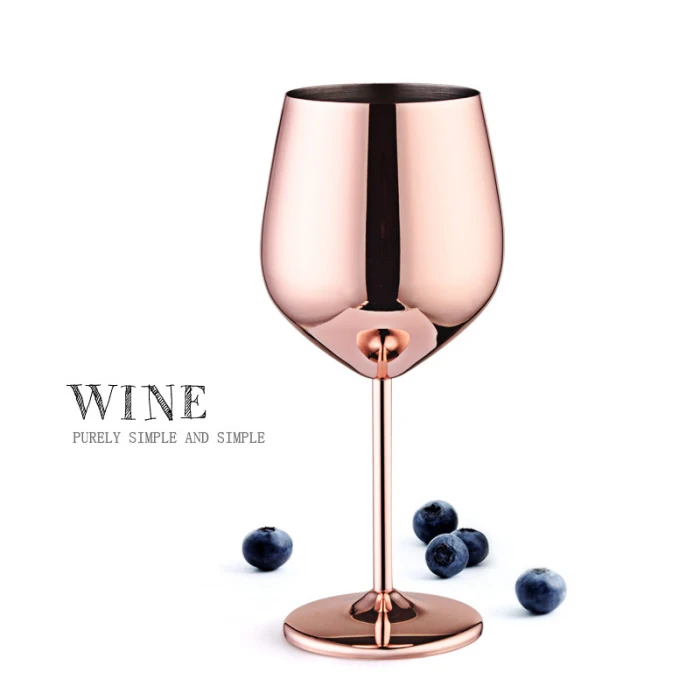Stainless Steel Goblet Red Wine Glass Drop-Resistant Drum Type Copper Plated Wine Glass MYDING