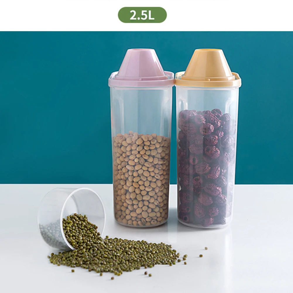 Ehombuy Sealed Grain Storage Tank with Cover Transparent Plastic Sealed Can Simple 2 sizes Modern Kitchen Storage 4 Colors