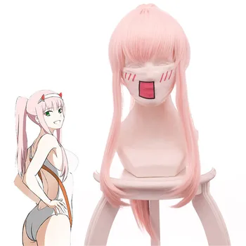 

DARLING in the FRANXX 02 Zero Two Long Ponytail Wig Cosplay Costume CODE 002 Women Heat Resistant Synthetic Hair Pink Wigs