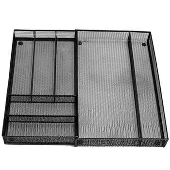 

Mesh Kitchen Drawer Cutlery Trays, Expandable Silverware Tray, Utility Flatware Organizer Utensil Holder with Non-Slip Feet For