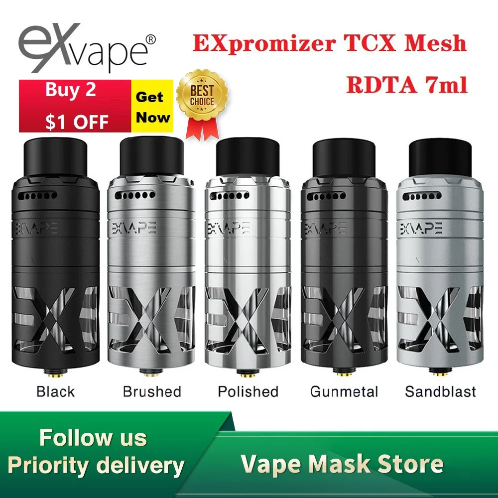 Оригинальный Exvape EXpromizer TCX Mesh RDTA Tank 7 мл большой емкости Vape атомайзер 510 нитей