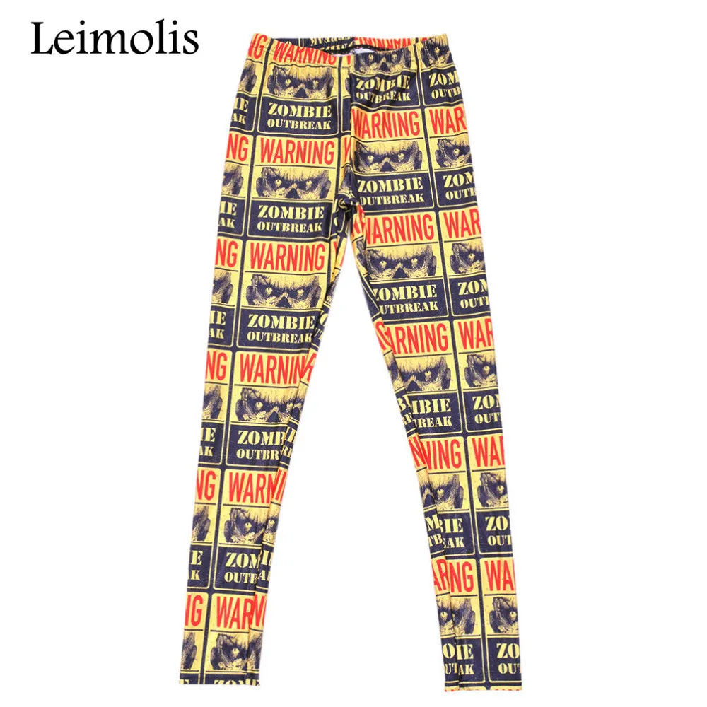 Leimolis 3D printed fitness push up workout leggings women gothic Zombie World War plus size High Waist punk rock pants