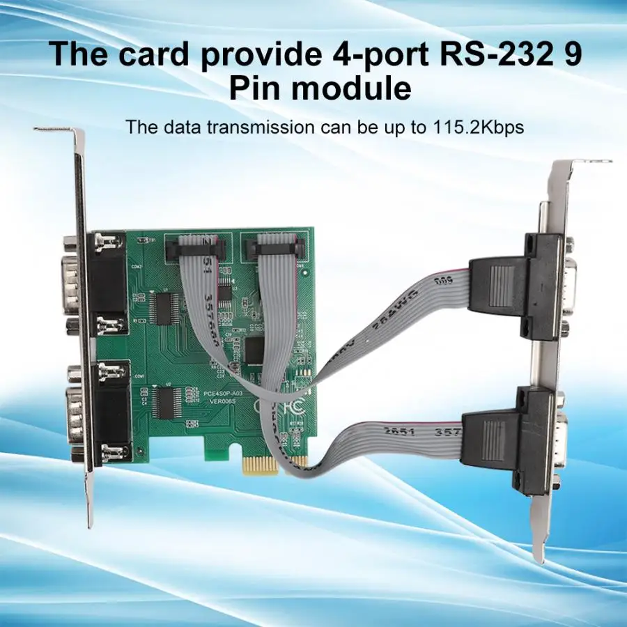 Карта расширения адаптер конвертер PCI-E RS232 4-Порты и разъёмы серийный Порты и разъёмы 2,5 ГБ/сек. полнодуплексный канал